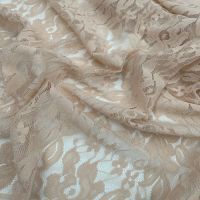Tan Floral Pattern Lace Stretch Fabric