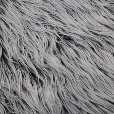 Silver Gray Faux Fur Fabric Long Pile Mongolian