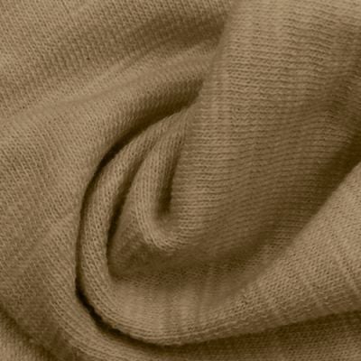 Camel Solid Slub Cotton Spandex Jersey Knit Fabric