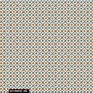 Geometric Drapery Printed 100% Cotton Quilting Fabric - (Off White  Teal and Caramel)