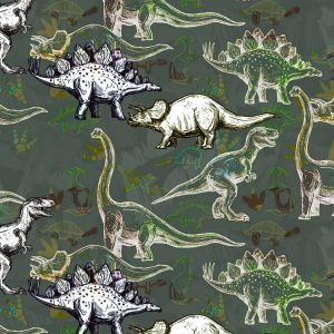 Dinosaurs with Water Colors Design 100% Cotton Quilting Fabric by the Yard