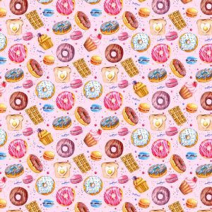 Doughnuts and Sweets Design 100% Cotton Quilting Fabric by the Yard