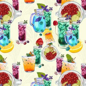 Summer Ice Tea Design 100% Cotton Quilting Fabric by the Yard