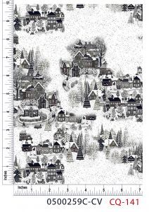 Winter  Village (Brown) Design 100% Cotton Quilting Fabric by the Yard