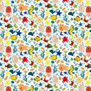 Sea critter friends Design 100% Cotton Quilting Fabric by the Yard