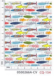 Abstract Guppies Design 100% Cotton Quilting Fabric by the Yard