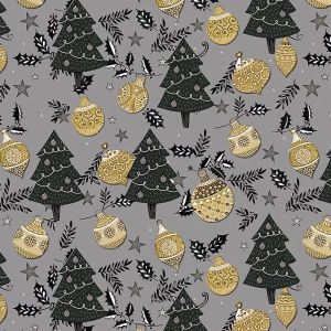 Golden Christmas Design 100% Cotton Quilting Fabric by the Yard