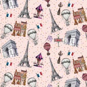 Flying Over Paris Design 100% Cotton Quilting Fabric by the Yard