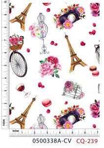Photograph France Pattern Printed on 100% Cotton Quilting Fabric