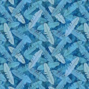 Blue Ferns Design 100% Cotton Quilting Fabric by the Yard