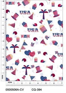 Conversational Palm tree USA Design Printed on 100% Cotton Quilting Fabric