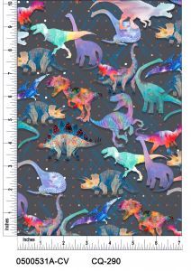 Painted Dinos Design Printed on 100% Cotton Quilting Fabric by the Yard