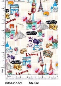 Wine in Paris Design 100% Cotton Quilting Fabric by the Yard