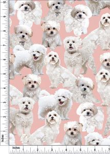 Maltipoo Design Printed on 100% Cotton Quilting Fabric by the Yard
