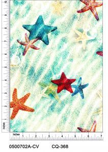 Colorful starfish in the Sea Design Printed on 100% Cotton Quilting Fabric