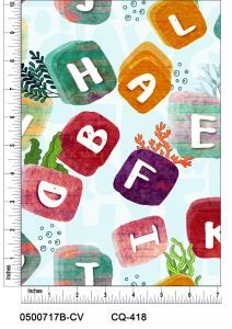Colorful Bubble Letters Prints on 100% Cotton Quilting Fabric