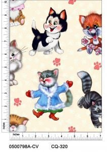 Cartoon Cats Design Printed on 100% Cotton Quilting Fabric by the Yard