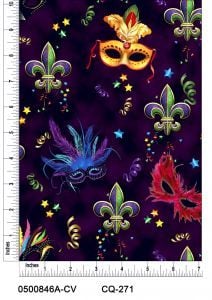 Mascarade Design Printed on 100% Cotton Quilting Fabric by the Yard