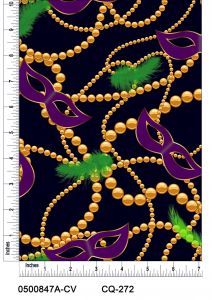 Beads and Masks Printed on 100% Cotton Quilting Fabric by the Yard