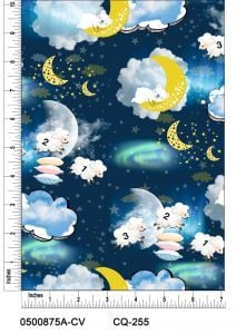 Blue Navy Yellow Night Sky on 100% Cotton Quilting Fabric by the Yard