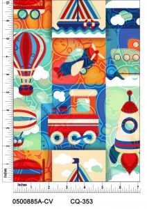Childrens Travel Design 100% Cotton Quilting Fabric by the Yard(Warm)