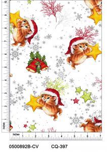 Cute Cats in a Starry Night Design Printed on 100% Cotton Quilting Fabric