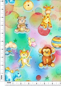 Watercolor Toys Design 100% Cotton Quilting Fabric by the Yard