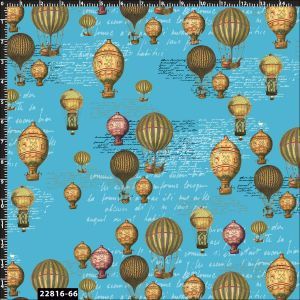 Vintage Hot Air Balloon Pattern 100% Cotton Quilting Fabric by the Yard