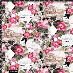 Love Letter with Peony Flower Design 100% Cotton Quilting Fabric by the Yard