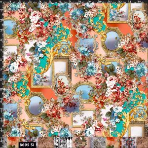 Conversational Romantic Floral with Mirror Design 100% Cotton Quilting Fabric by the Yard