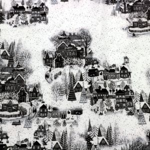 Winter Village Design 100% Cotton Quilting Fabric by the Yard