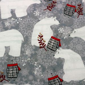 Cozy Polar Bear Design 100% Cotton Quilting Fabric by the Yard