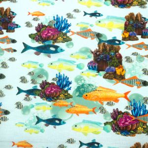 Class of Fish Design 100% Cotton Quilting Fabric by the Yard
