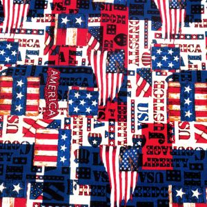 USA Patchwork Design 100% Cotton Quilting Fabric by the Yard
