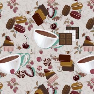 Tea Time Design 100% Cotton Quilting Fabric by the Yard
