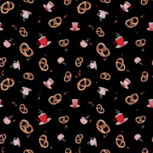 Pretzels and Coffee Design 100% Cotton Quilting Fabric by the Yard