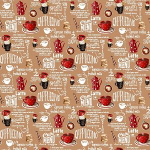 Cappuccino Menu Design 100% Cotton Quilting Fabric by the Yard