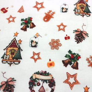 Festive Bird House (2) Printed on 100% Cotton Quilting Fabric by the Yard