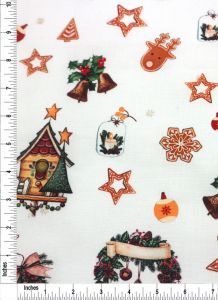 Festive Bird House (2) Printed on 100% Cotton Quilting Fabric by the Yard