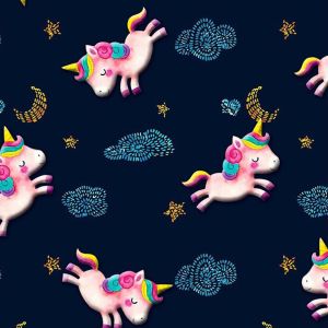 Unicorn Sky Printed on 100% Cotton Quilting Fabric by the Yard