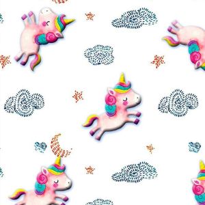 Unicorn Sky( LIGHT) Printed on 100% Cotton Quilting Fabric by the Yard
