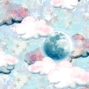 Starry Sky (BLUE) Pattern Printed 100% Cotton Quilting Fabric by the Yard