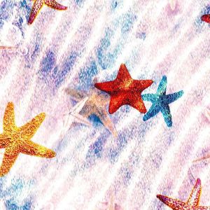 Beautiful Colorful starfish Purple Design Printed on 100% Cotton Quilting Fabric 