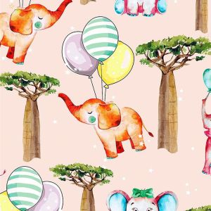 Floating Elephant Design 100% Cotton Quilting Fabric by the yard