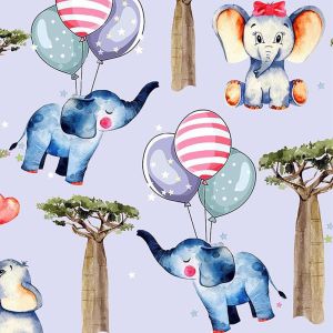 Floating Elephant -cool 100% Cotton Quilting Fabric by the yard