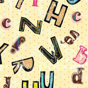 Cut Outs Letters Pattern Printed 100% Cotton Quilting Fabric