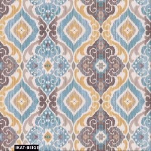 Ethnic IKat Tile Print 100% Cotton Quilting Fabric by the Yard