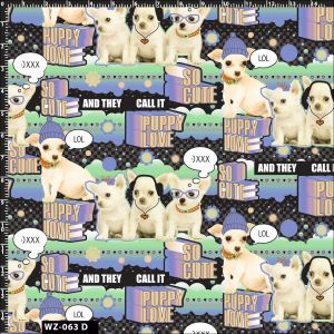 Cute Puppy Love Design 100% Cotton Quilting Fabric by the Yard