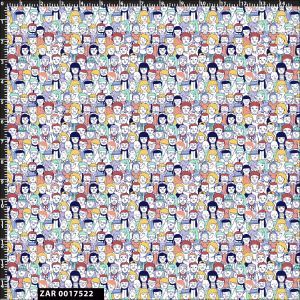 Conversational Crowd Faces Pattern 100% Quilting Fabric by the Yard