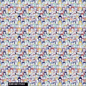 Conversational Crowd Faces Pattern 100% Quilting Fabric by the Yard